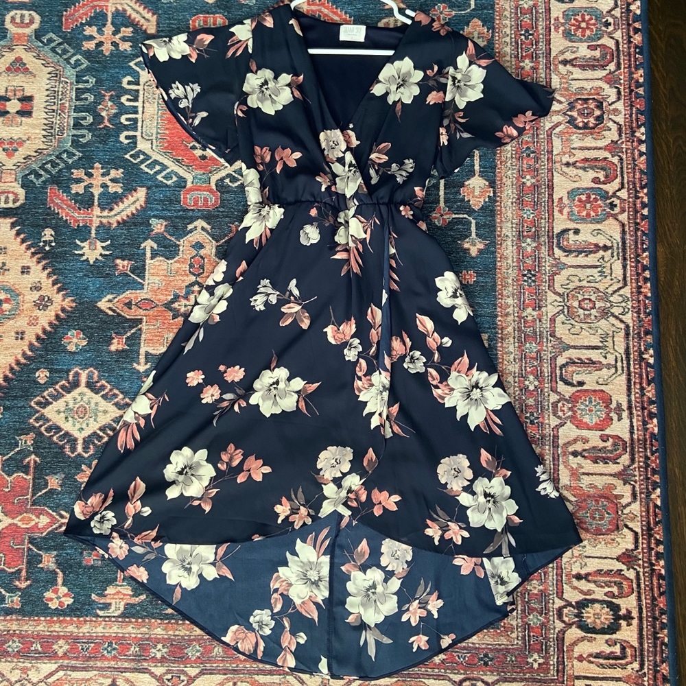 Navy Floral High-low Dress